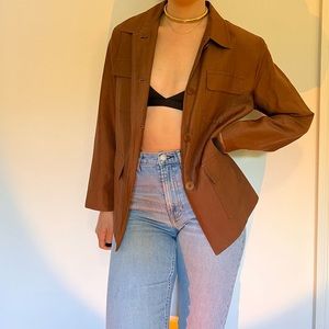 Military style silk and linen jacket